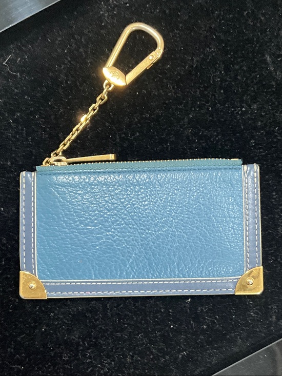 Louis Vuitton Accessories - Louis Vuitton Blue Leather Card Case Key Holder with Gold Hardware
